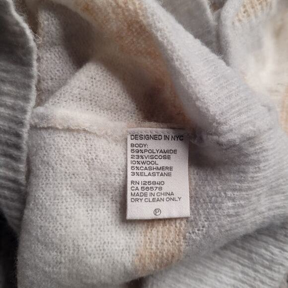 Intermix Sweater Small Blue White Elmore Ruffles Stripes Wool Cashmere Blend - Picture 5 of 9